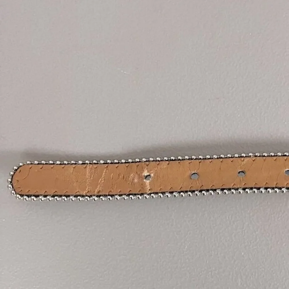 CACHE WOMENS BLACK LEATHER BELT WITH SIMULATED DIAMONDS SIZE S